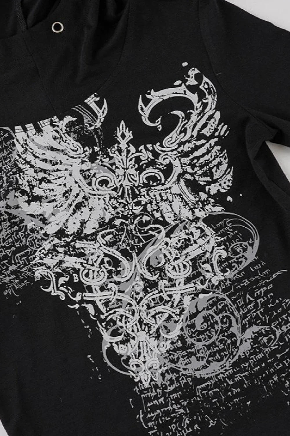 Dark Aesthetic Print Hole Hoodie