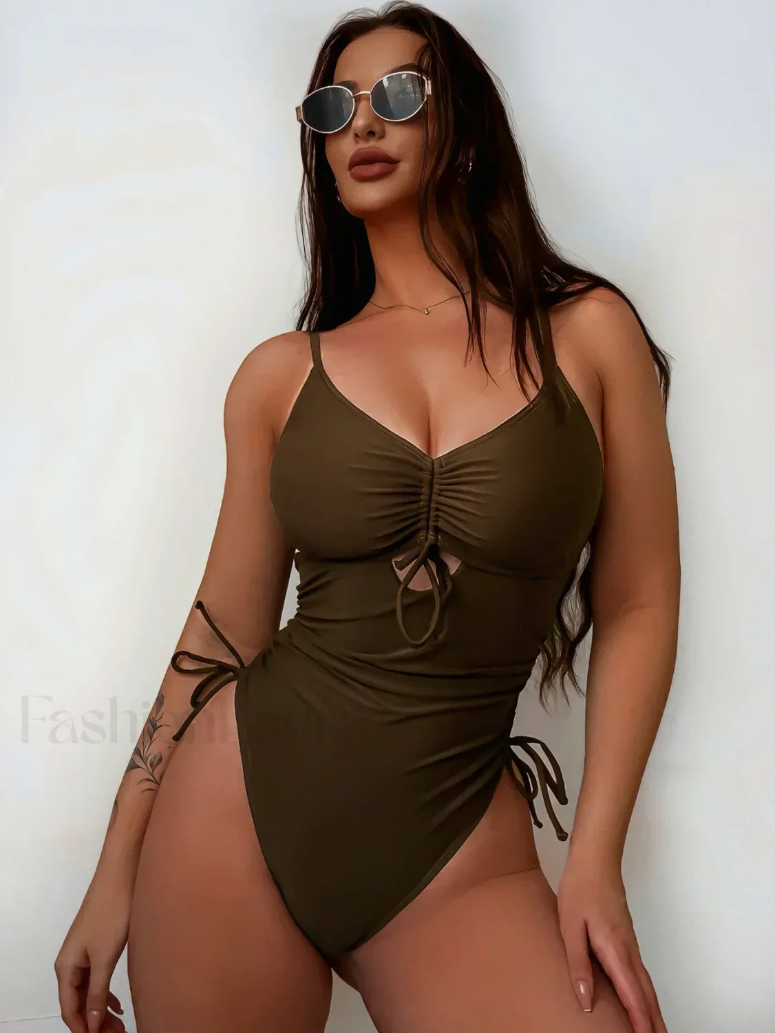 Dark Brown Conservative One Piece Brown / S