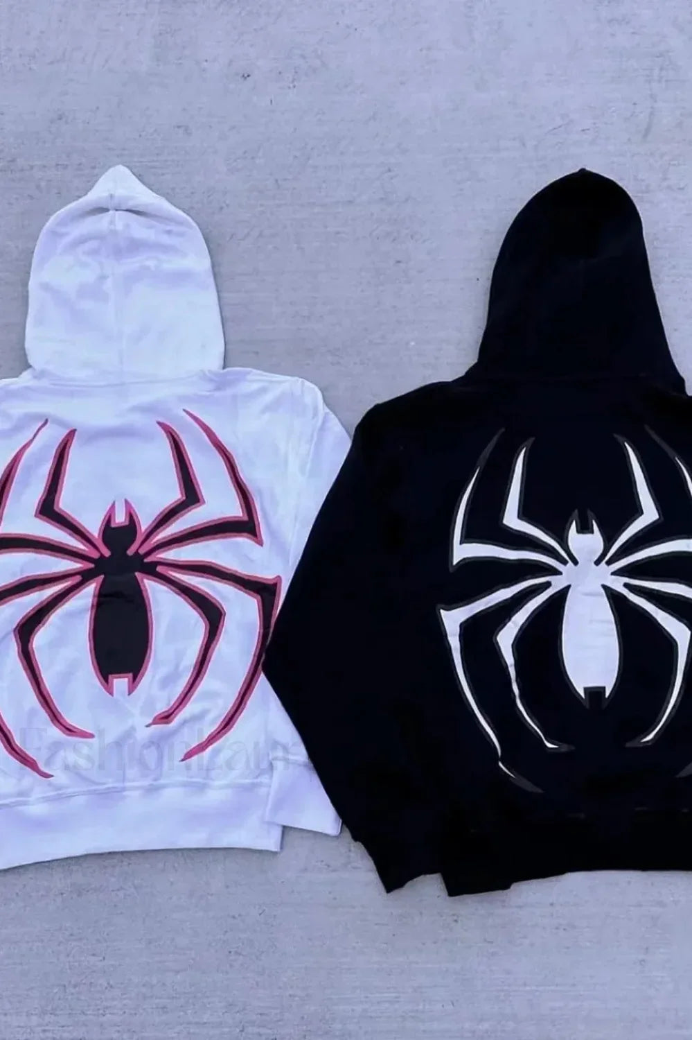 Dark Gothic Spider Print Zipper Hoodie