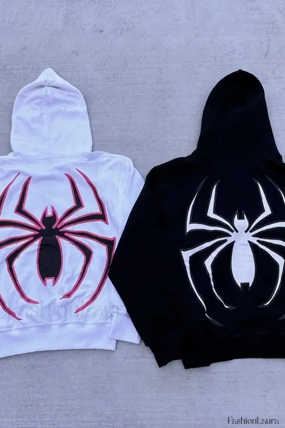 Dark Gothic Spider Print Zipper Hoodie