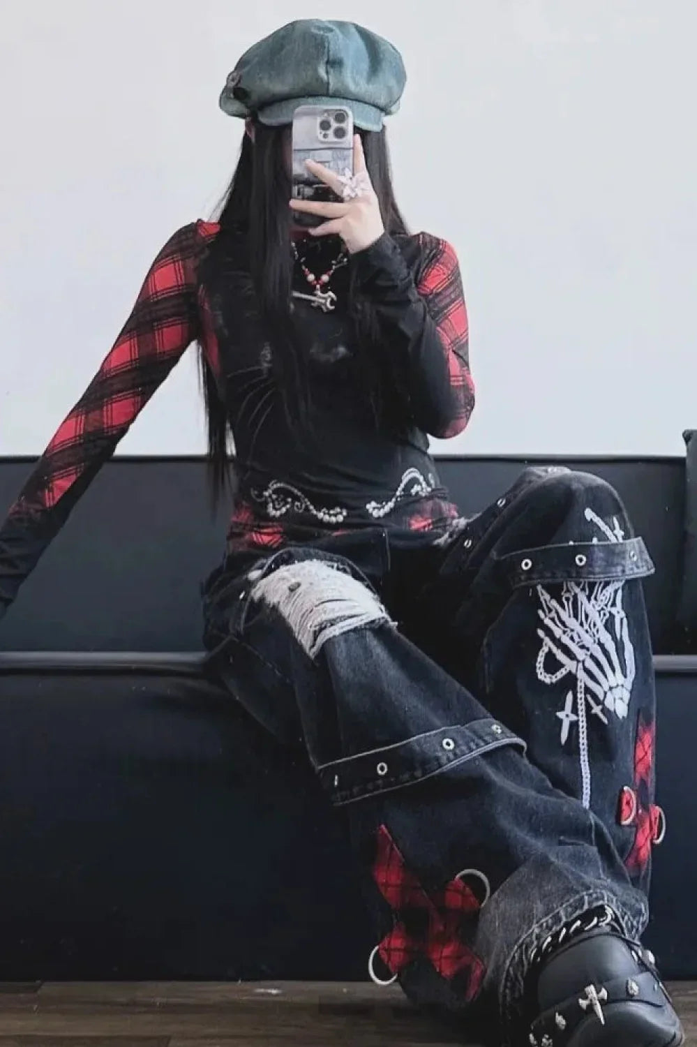 Dark Tone Flared Wide Leg Jeans