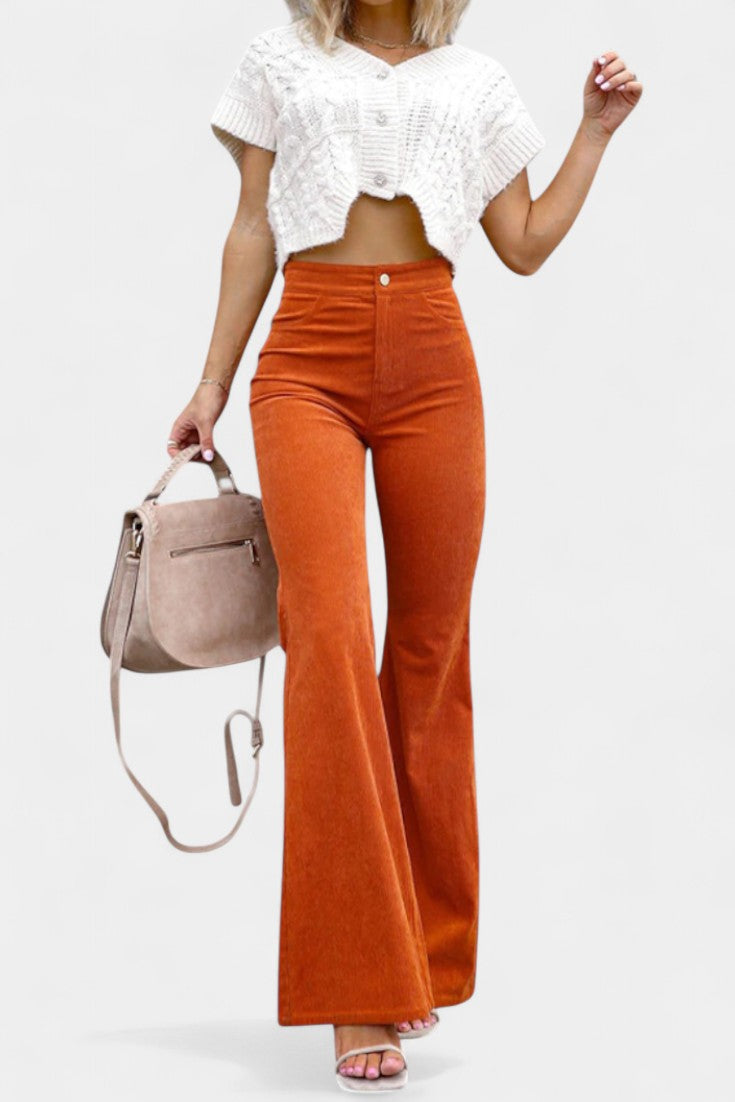 High Waist Corduroy Flare Pants