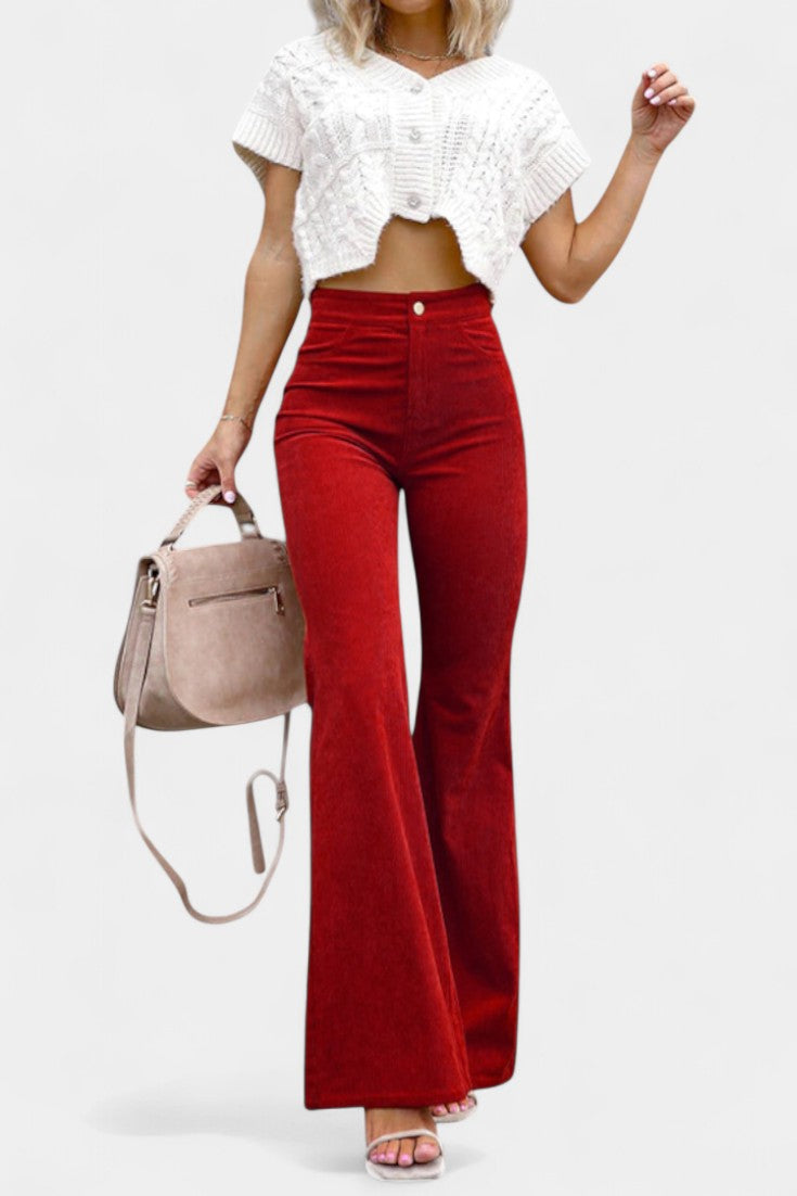 High Waist Corduroy Flare Pants