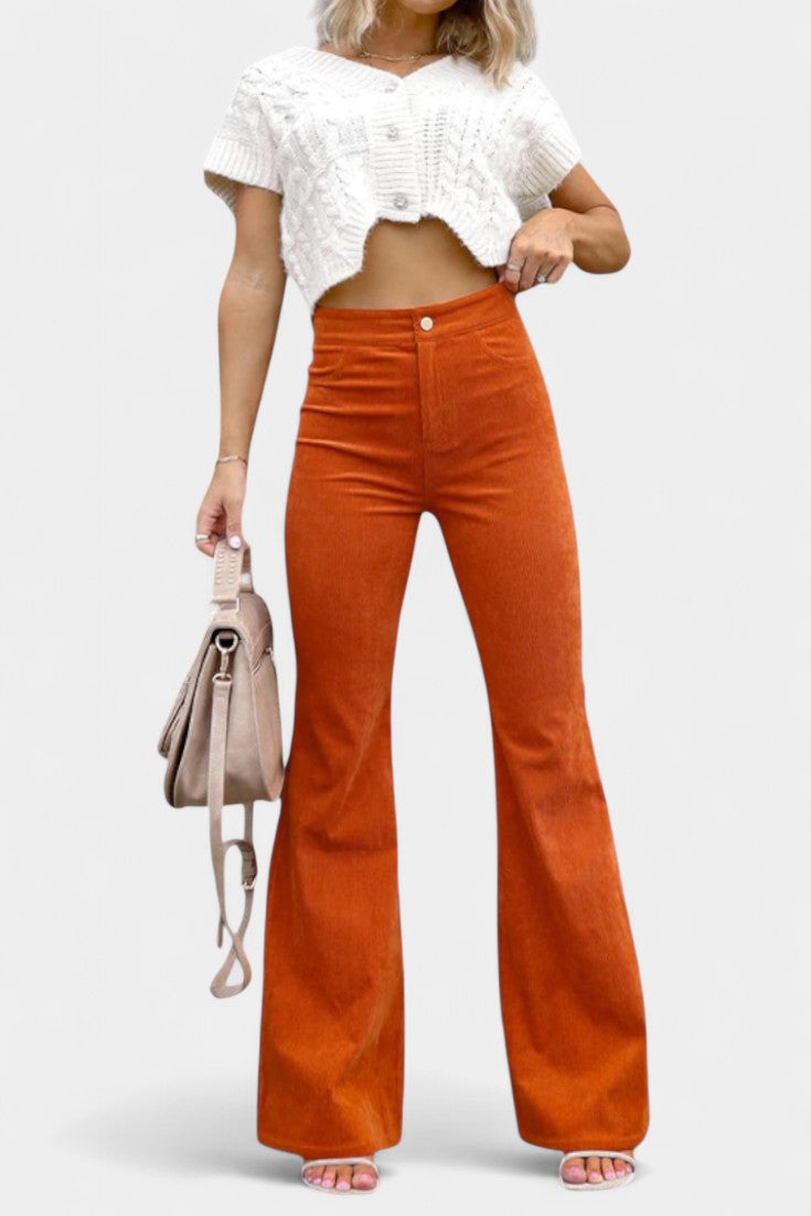 High Waist Corduroy Flare Pants