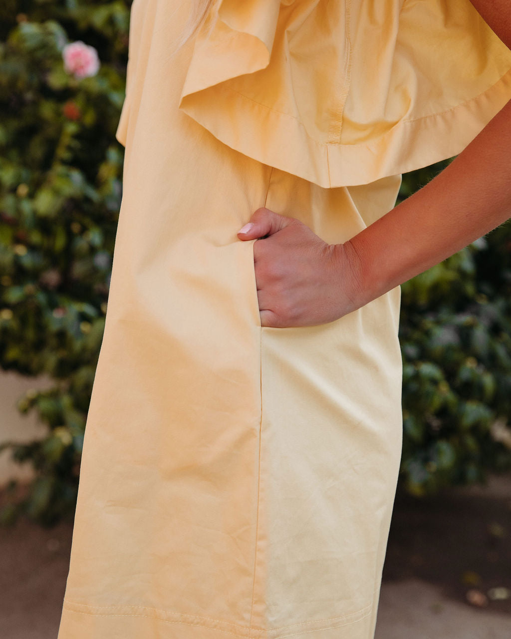 Davina Cotton Pocketed Mini Dress - Yellow