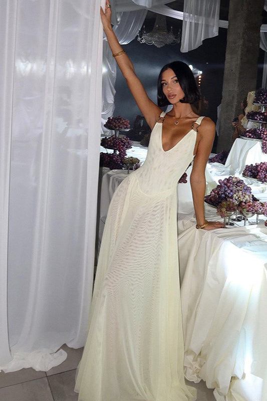 Spaghetti Strap Mesh Maxi Dress - View 3