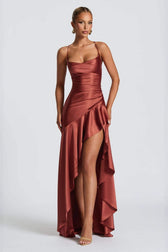 Backless Lace-Up Satin Silk Dress 2