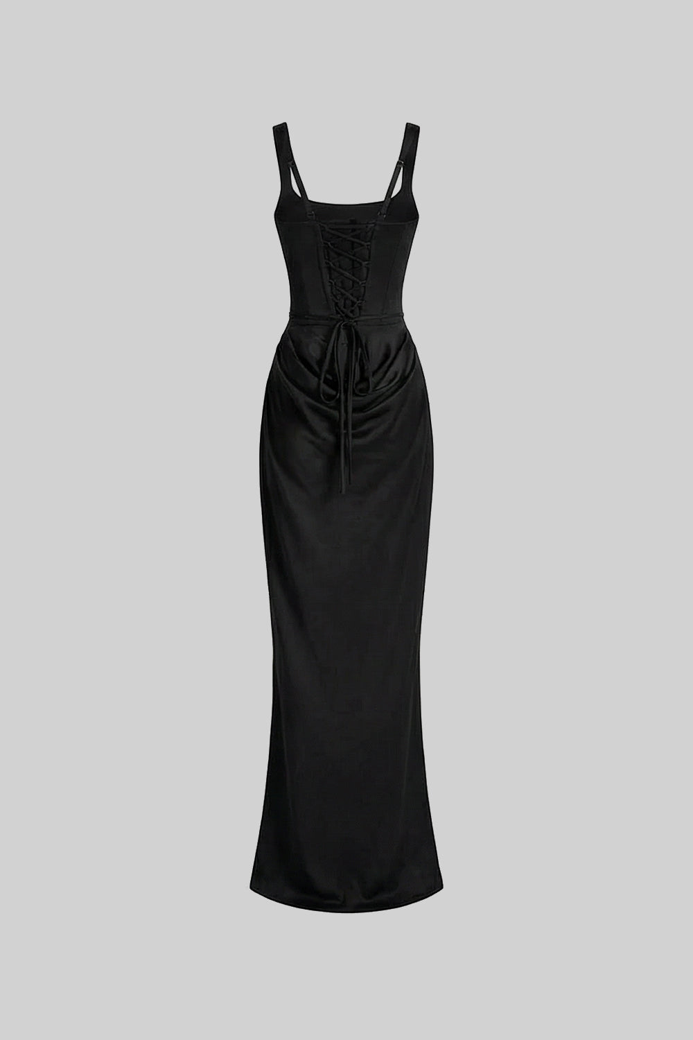 Square Neck Corset Bodice Draped Hip Mermaid Maxi Gown 2
