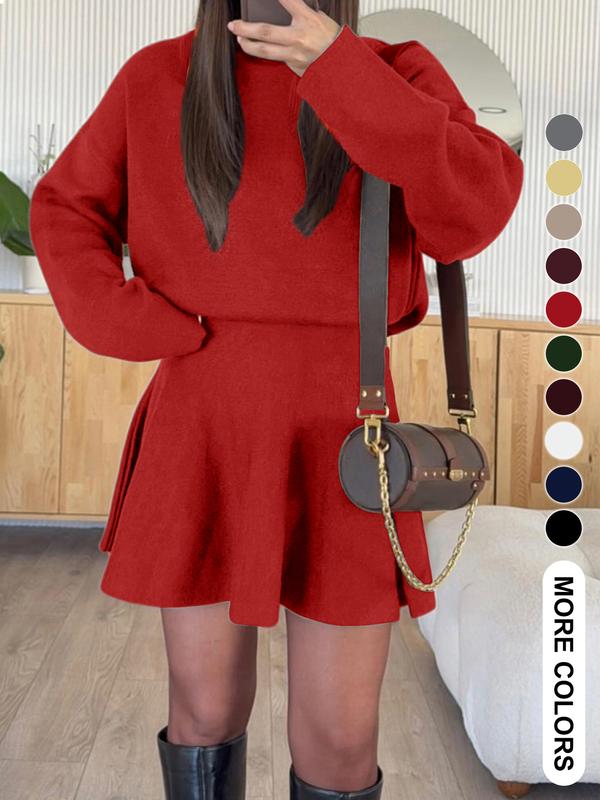 High Neck Long Sleeve Ribbed Knit Mini Dress 5