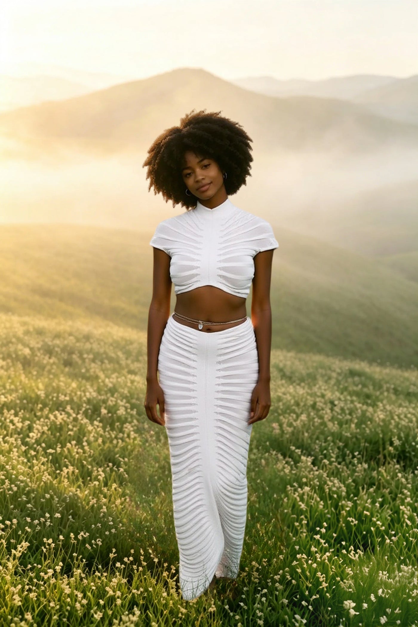 Knitted Crop Top Hollow Out Design Two Piece Shorts Set