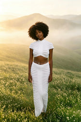 Knitted Crop Top Hollow Out Design Two Piece Shorts Set