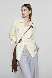 Linen Blend Embroidered Blouse