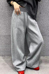 Solid Color Casual Fluid Wide Leg Fleece Sweat Pants