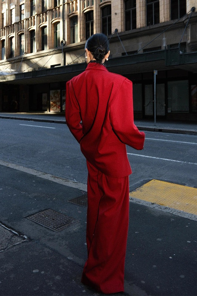 Oversized Double Breasted Blazer and Wide Leg Pants Two Piece Set 4