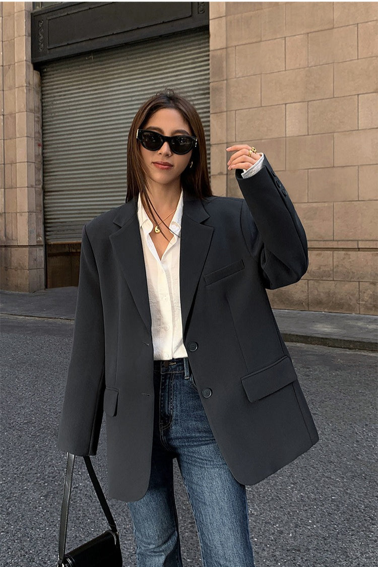 Black Slouchy Retro Style Blazer