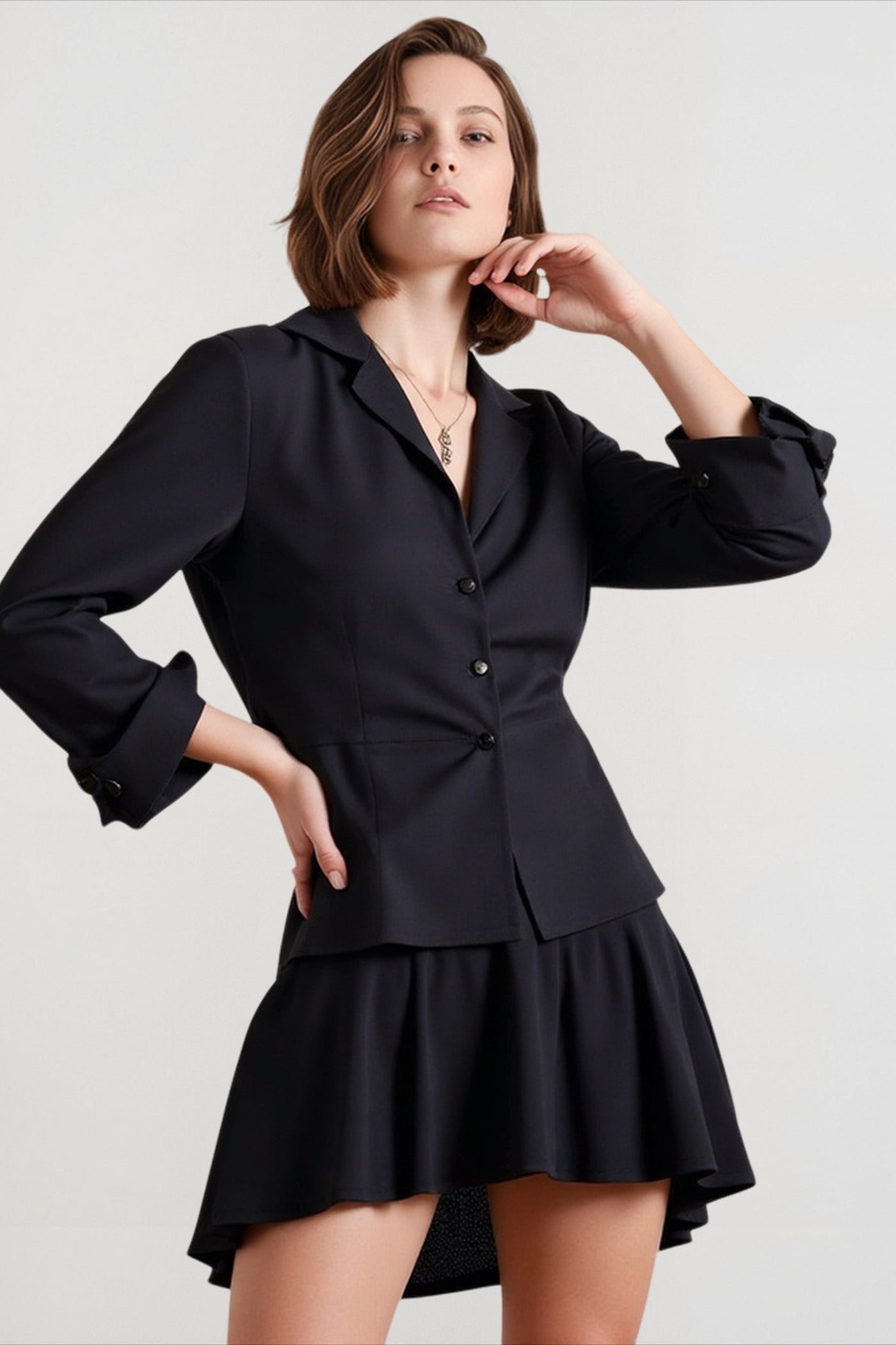 Tailored Collared Button Blouse
