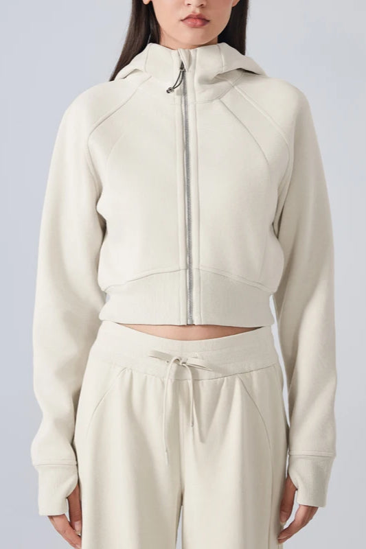Cropped Fleece Workout Jacket