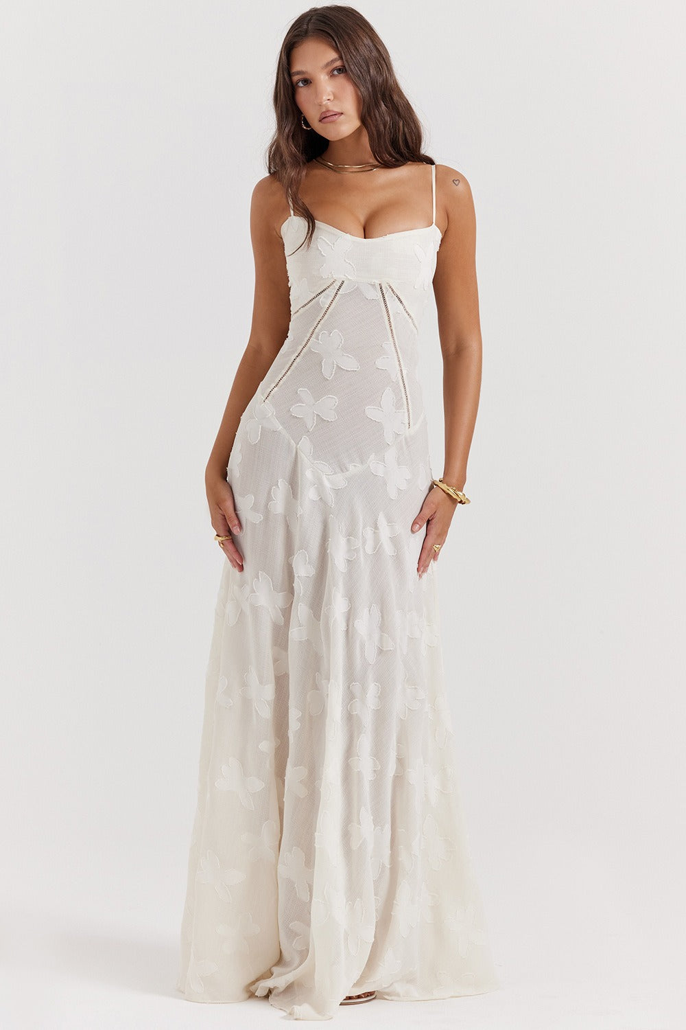 Lace Tie-Strap Romantic Maxi Dress - View 19