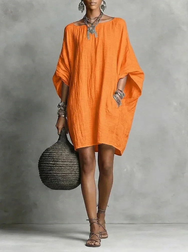 Casual cotton and linen dress
