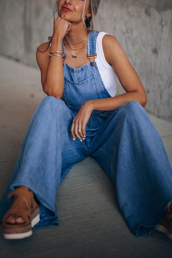 Denim Wide-leg Overalls Jumpsuit