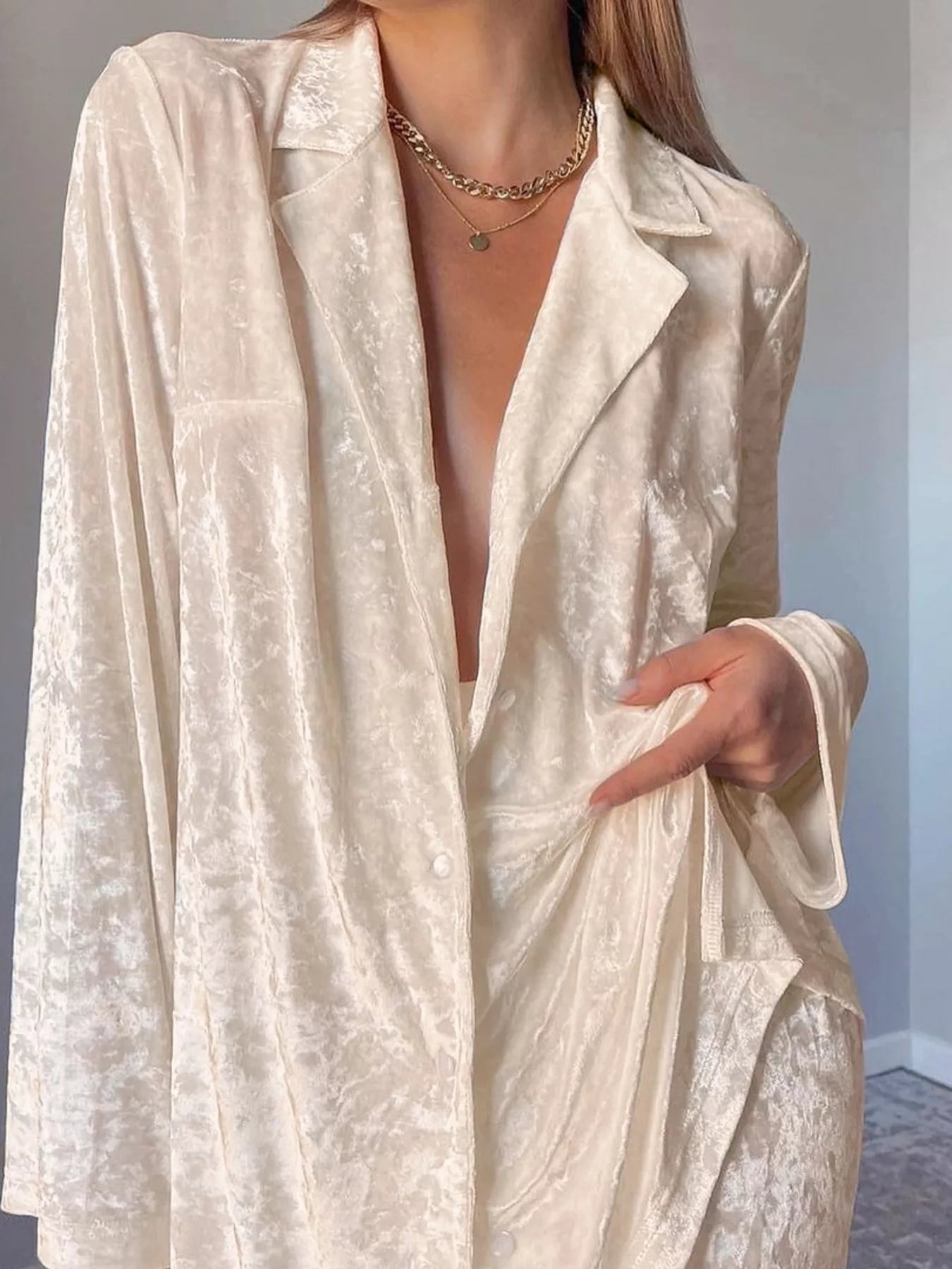 Velvet Long Sleeve Top and Pants Lounge Set
