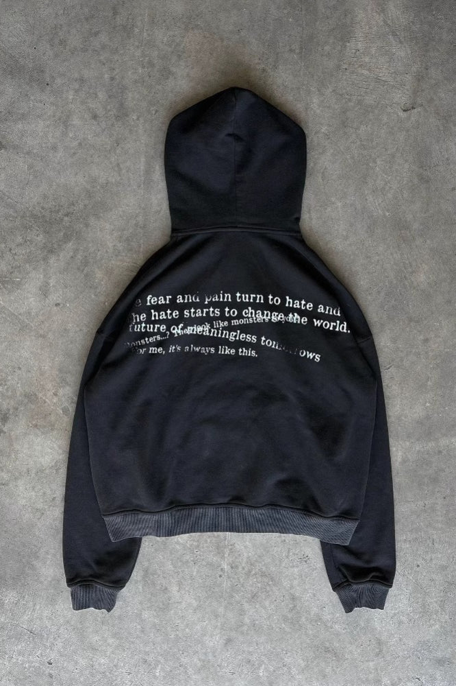 Digital Pattern Print Zip Hoodie