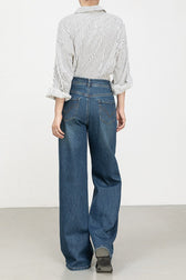 High-Waist Floral Flared Denim Jeans