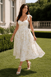 Spaghetti Strap Long Fitted Slim Floral Dress