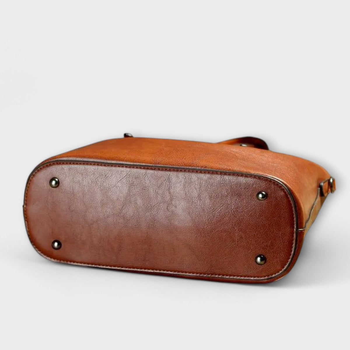 Oiled Faux Leather Bucket Tote Shoulder Bag