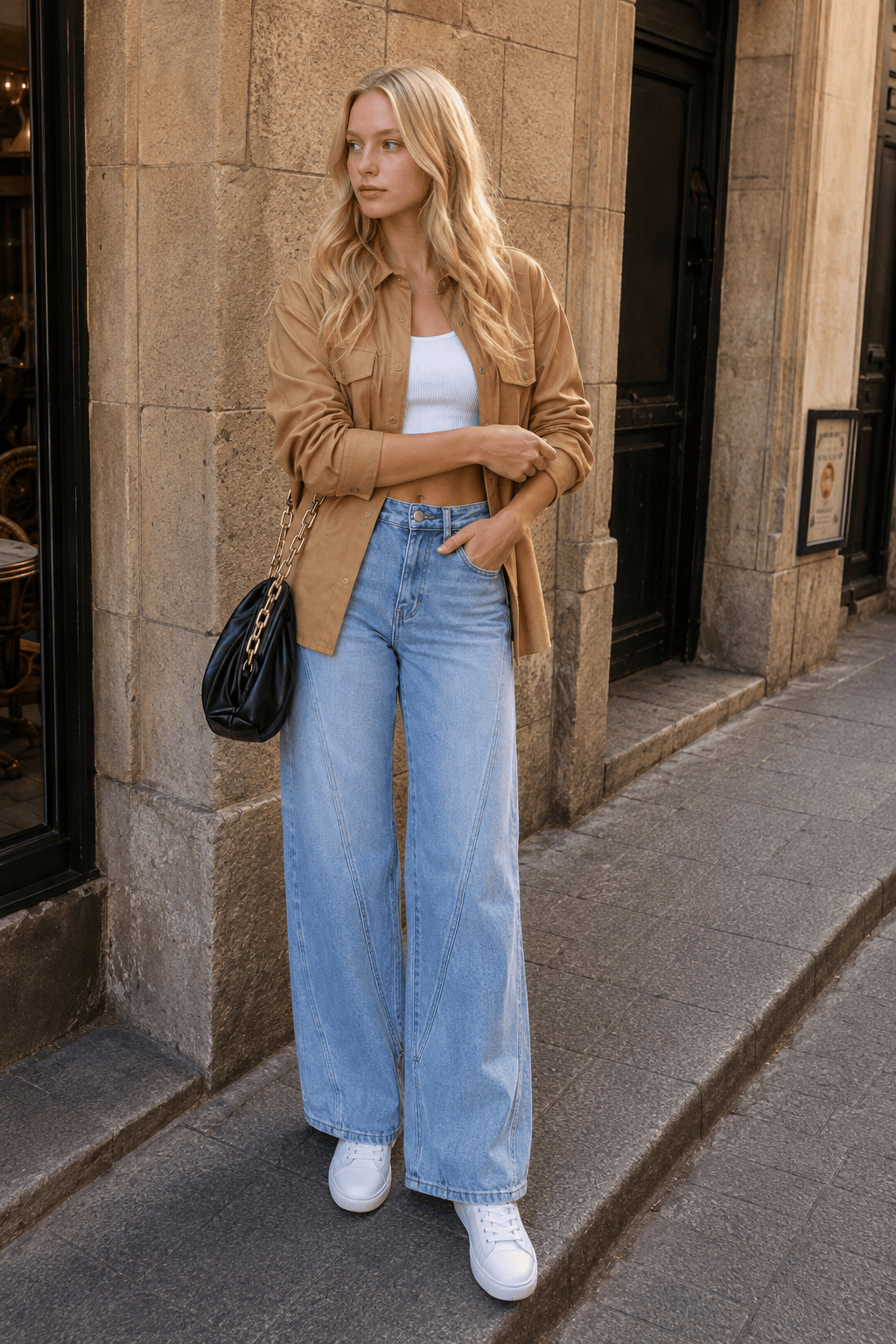 Vintage Washed Wide-Leg Denim Jeans