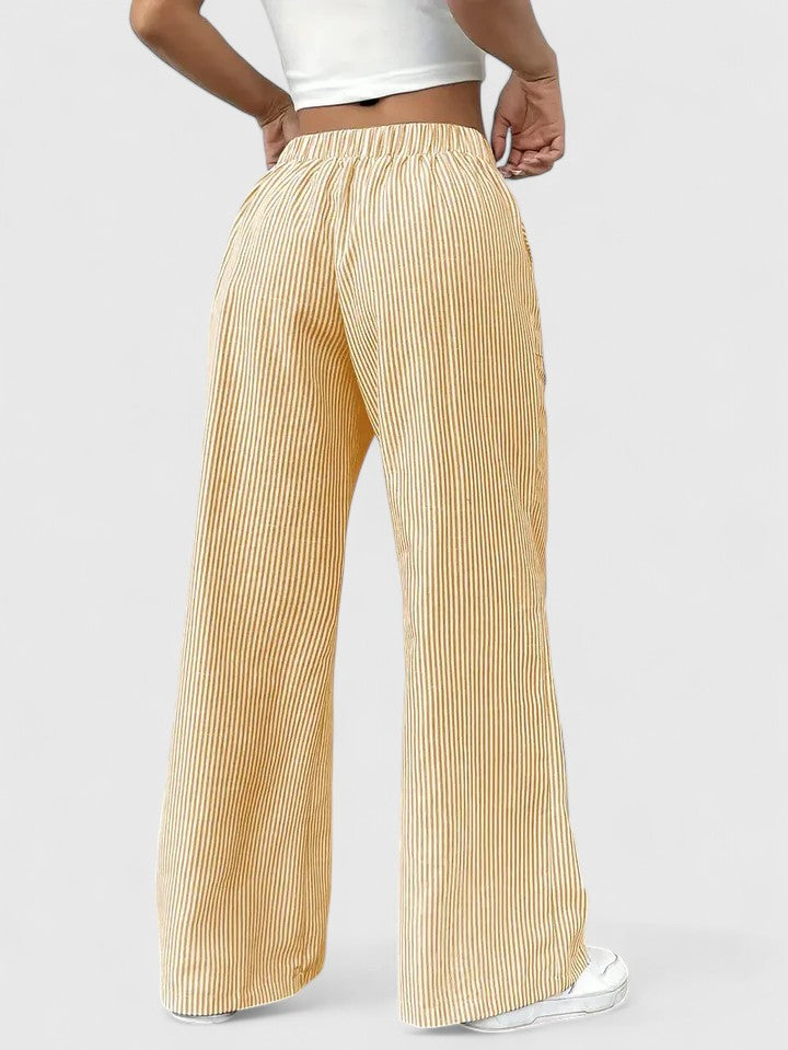High Waist Striped Wide Leg Pants
