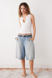 Notch Neck Sleeveless Fitted Crop Top