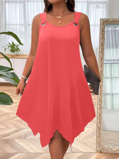 Sleeveless Handkerchief Hem A-Line Midi Dress 11