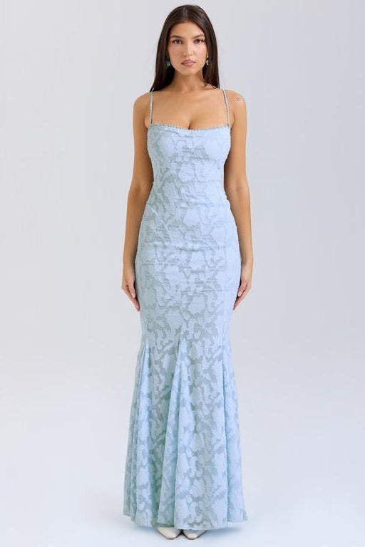 Tie Waist Sling Embroidered Mermaid Lace Dress 4