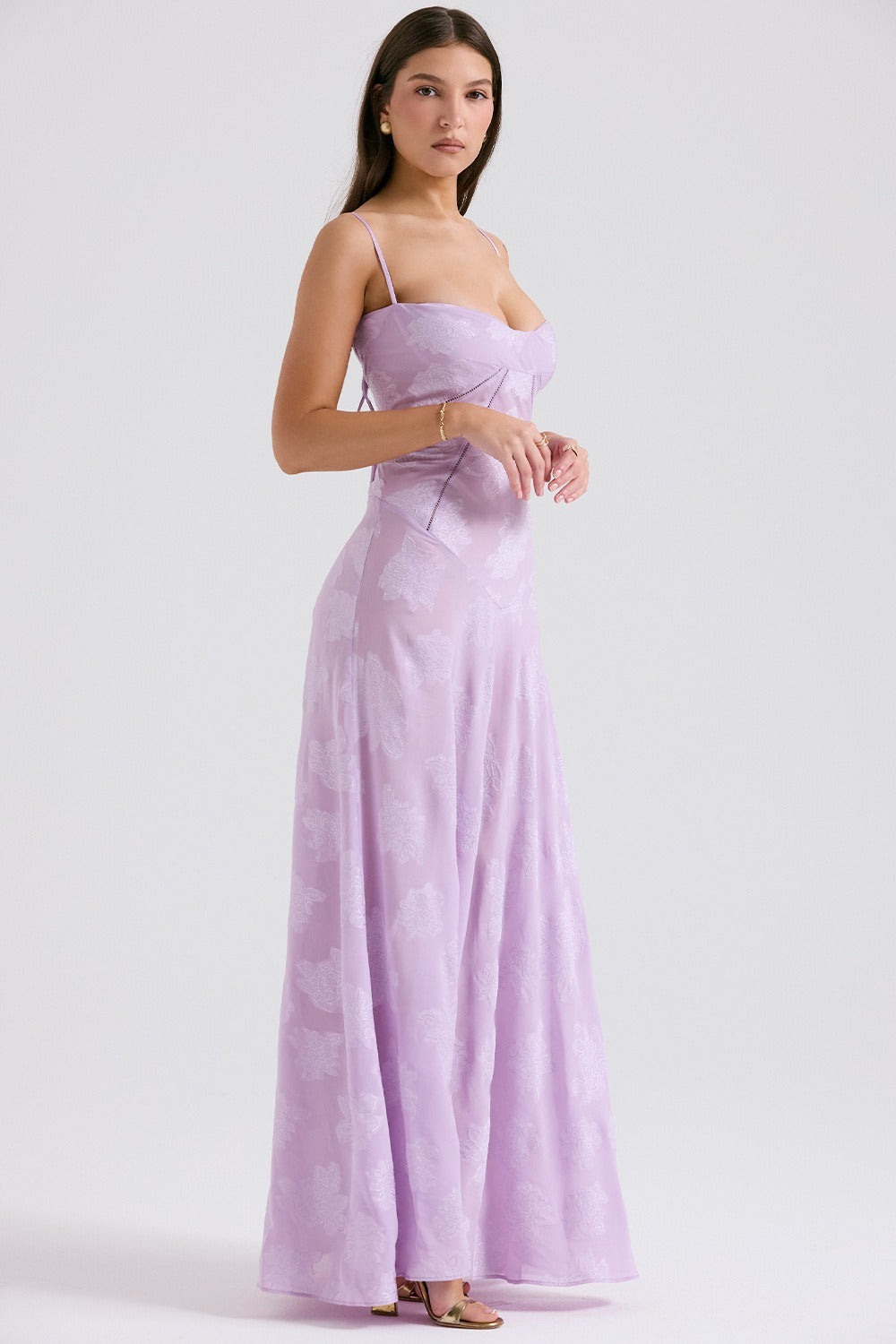 Lace Tie-Strap Romantic Maxi Dress - View 7