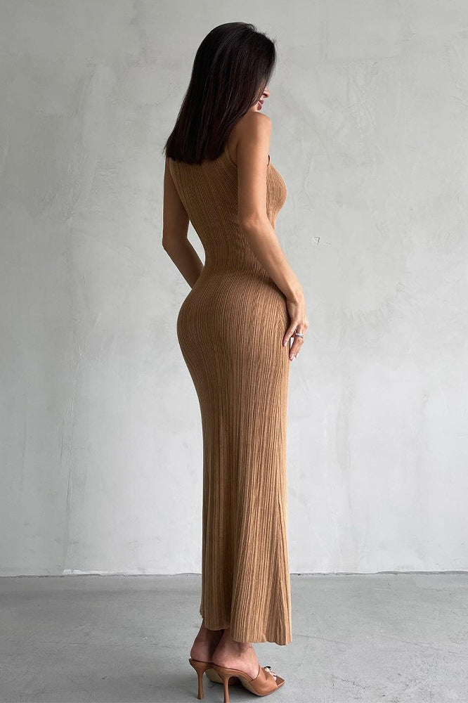 Sleeveless Turtleneck Knit Sweater Dress