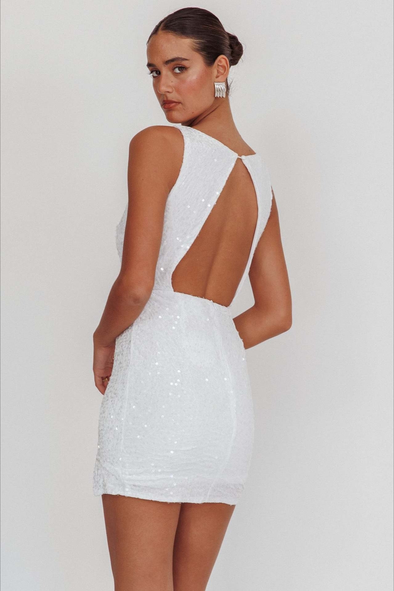 Sequin High Neck Sleeveless Bodycon Mini Party Dress