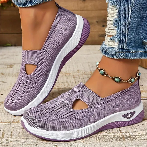 Mesh Knit Slip On Platform Sneakers
