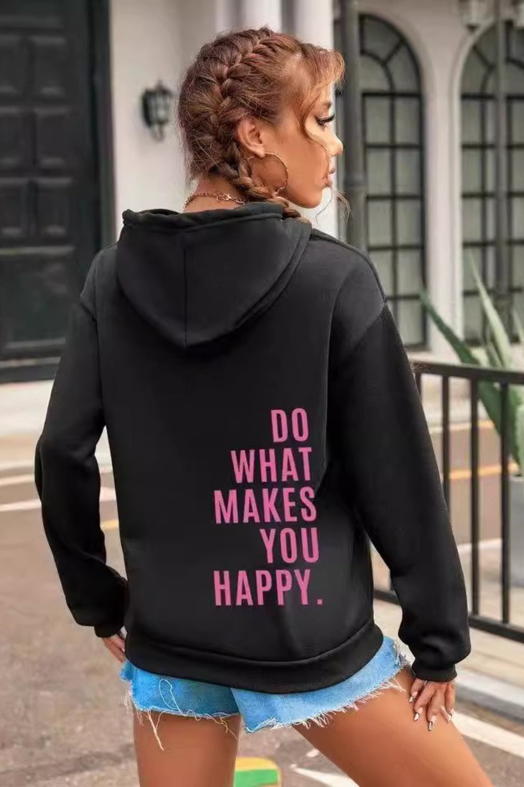 Drop Shoulder Oversized Print Hoodie