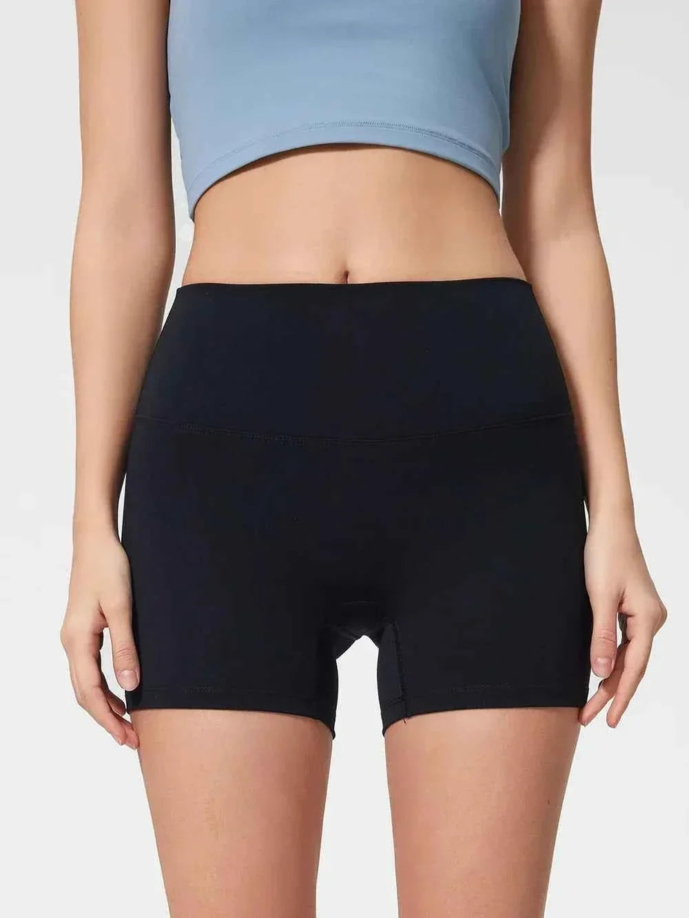 Wide Waistband High Waist Fitted Stretch Active Shorts 24