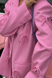 Blush Pink Bow Detail Relaxed Blazer