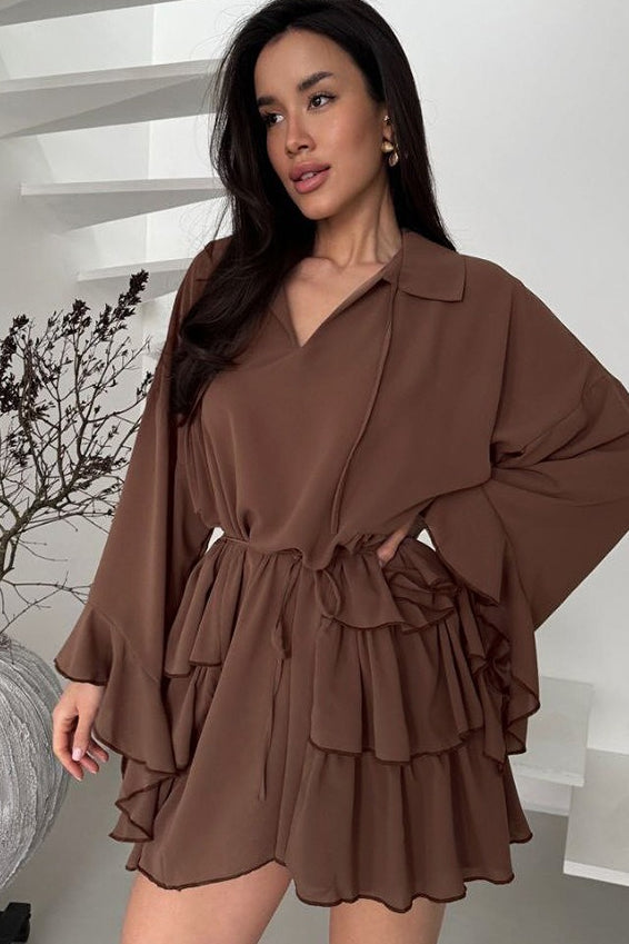 Ruffled Chiffon Pink Mini Dress 2