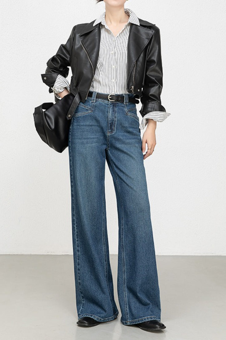High-Waist Floral Flared Denim Jeans