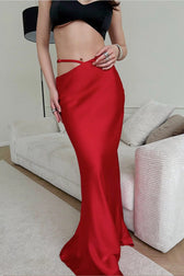 Solid Color Soft Bodycon Maxi Skirt