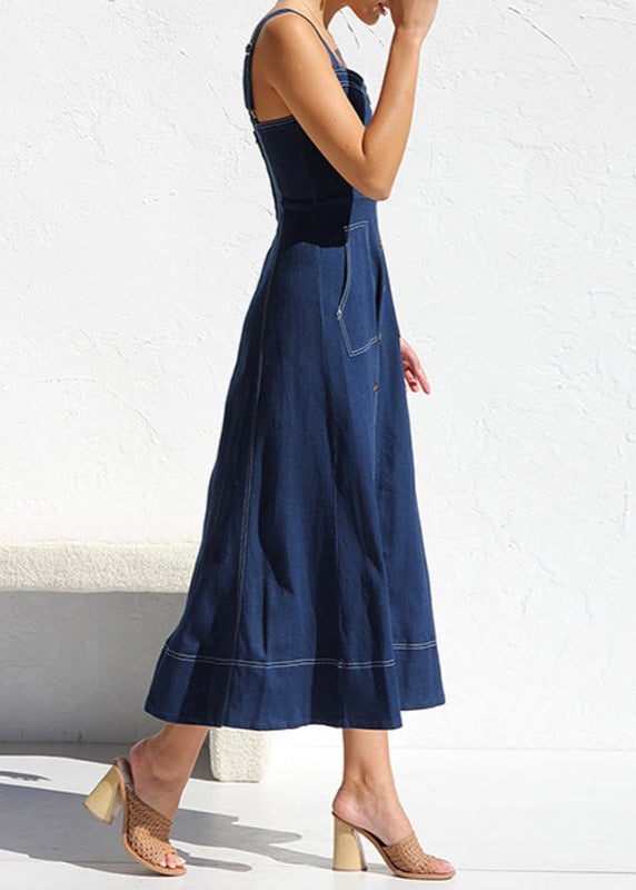 Indigo Santorini - Denim Button-Down Midi Dress