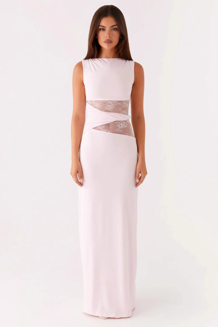 Cut Out Lace Panel Sleeveless Bodycon Mini Dress