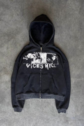 Digital Pattern Print Zip Hoodie