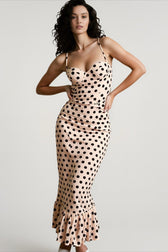 Polka Dot Ruched Slip Dress
