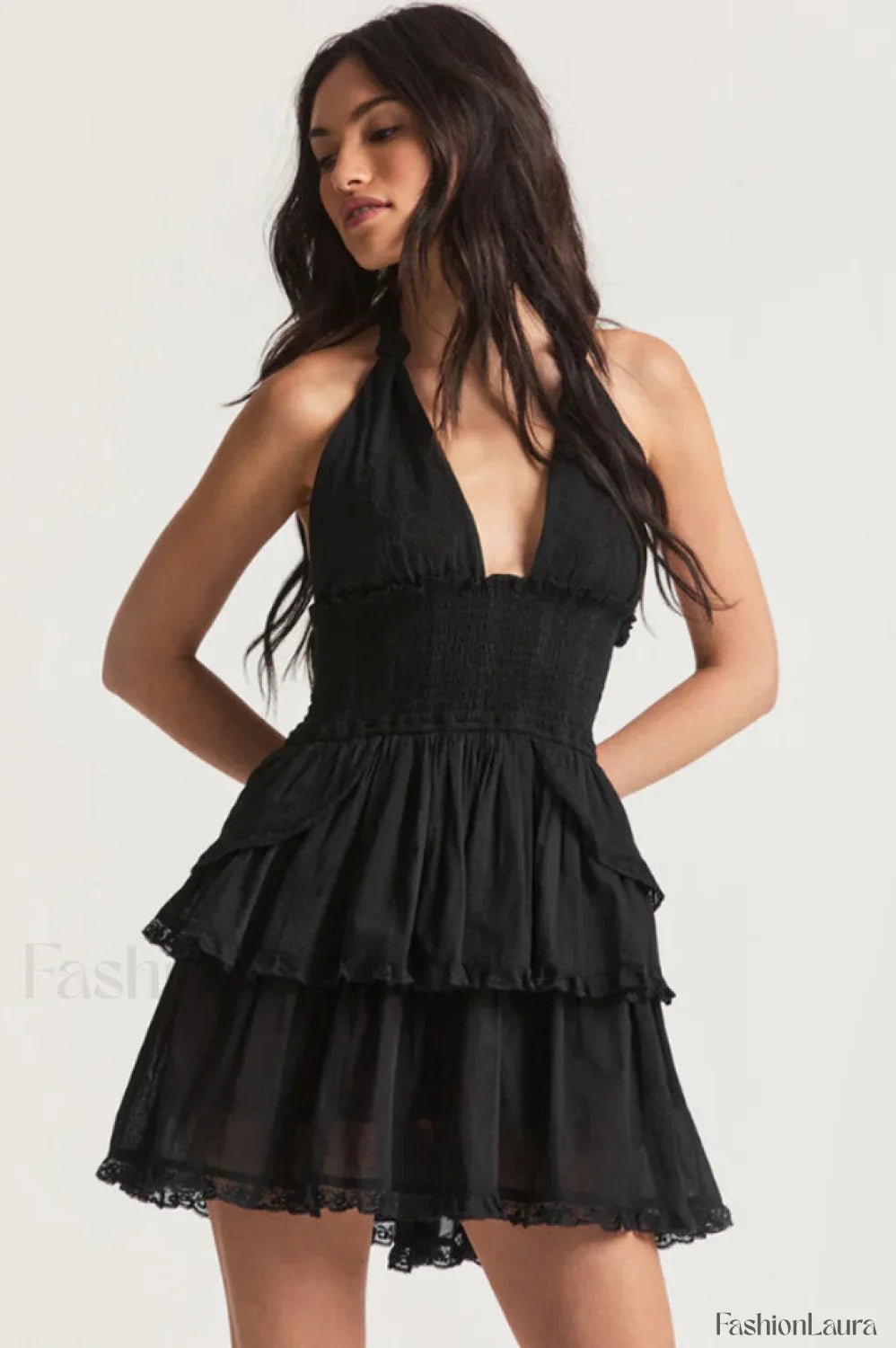 Deanna Floral Stylish Halter Dress