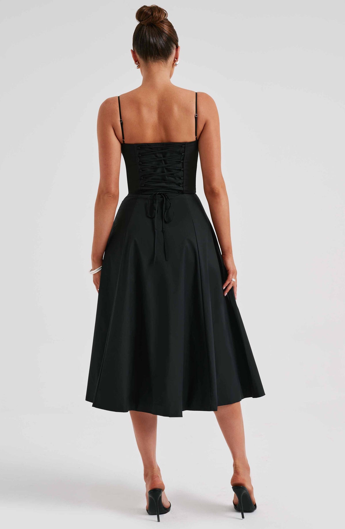 Corset Bodice Sweetheart Cami Strap High Split Midi Dress 7